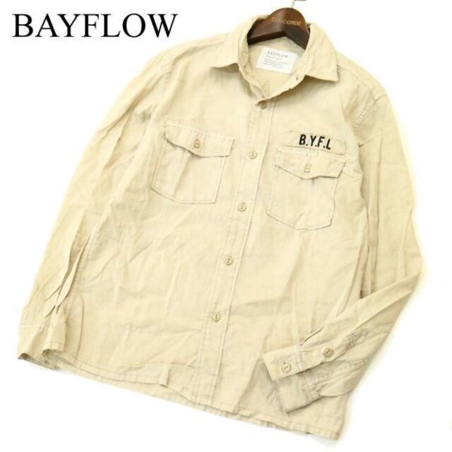 美品/BAYFLOW 麻 &コットン 長袖  シャツ Sz.2メンズ