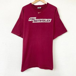 ナイキ(NIKE)のナイキ NIKE TEAM フロリダステイト セミノールズ Tシャツ 半袖 スウッシュロゴ 両面 プリント サイズ：XL エンジ 【中古】Florida State Seminoles(Tシャツ/カットソー(半袖/袖なし))