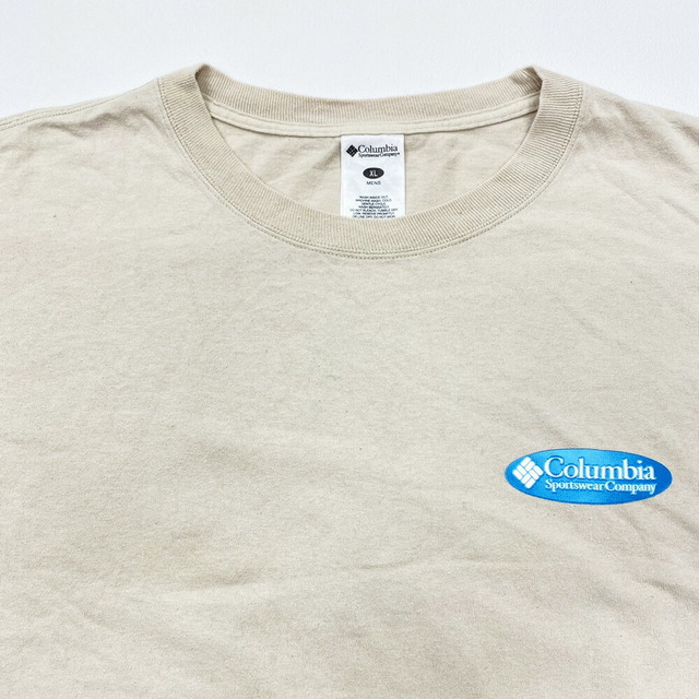 コロンビア Columbia Tシャツ 半袖 両面プリント 釣り カジキ サイズ：XL ベージュ系古着 【中古】