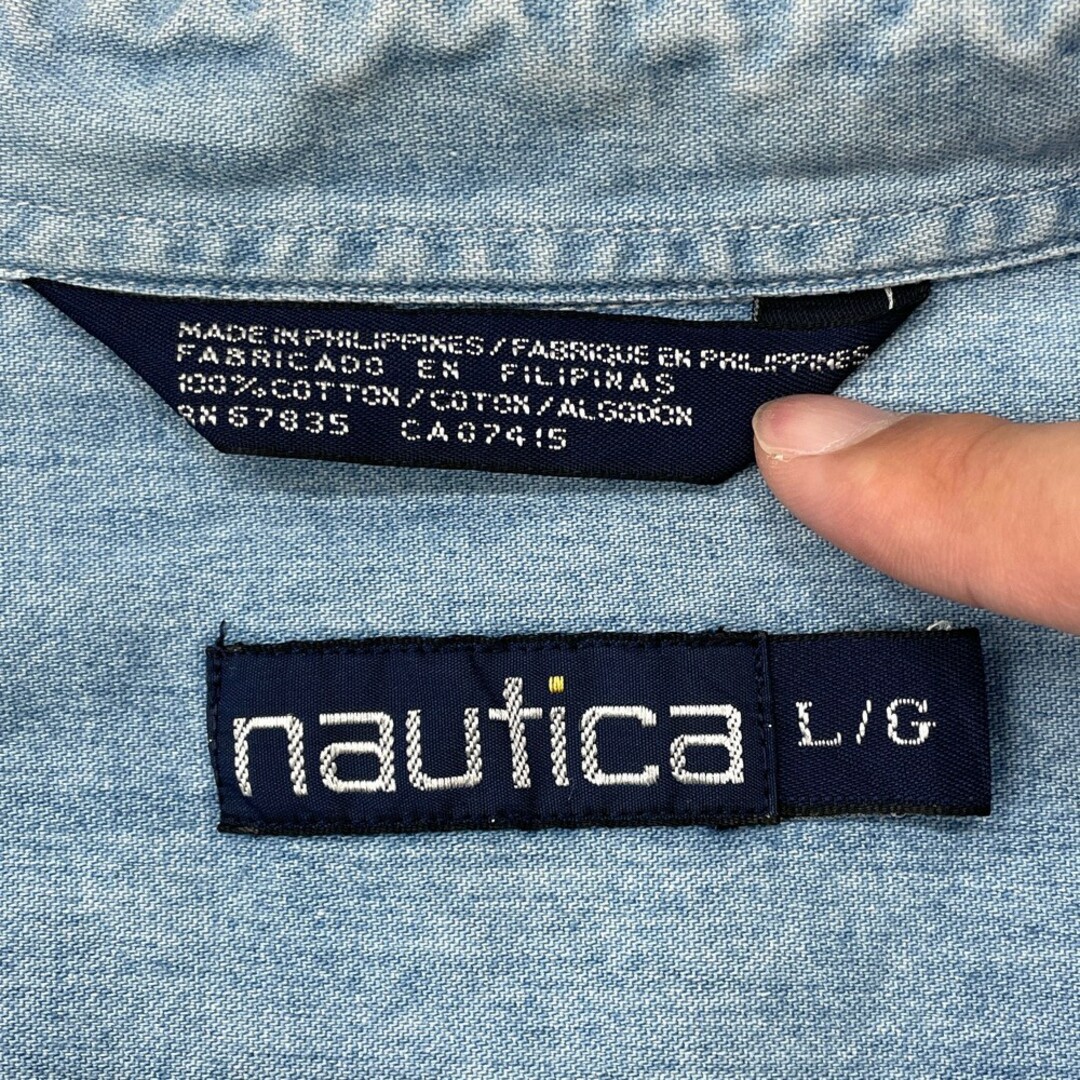 ノーティカ NAUTICA 長袖 ボタンダウンデニムシャツ メンズL /eaa373743