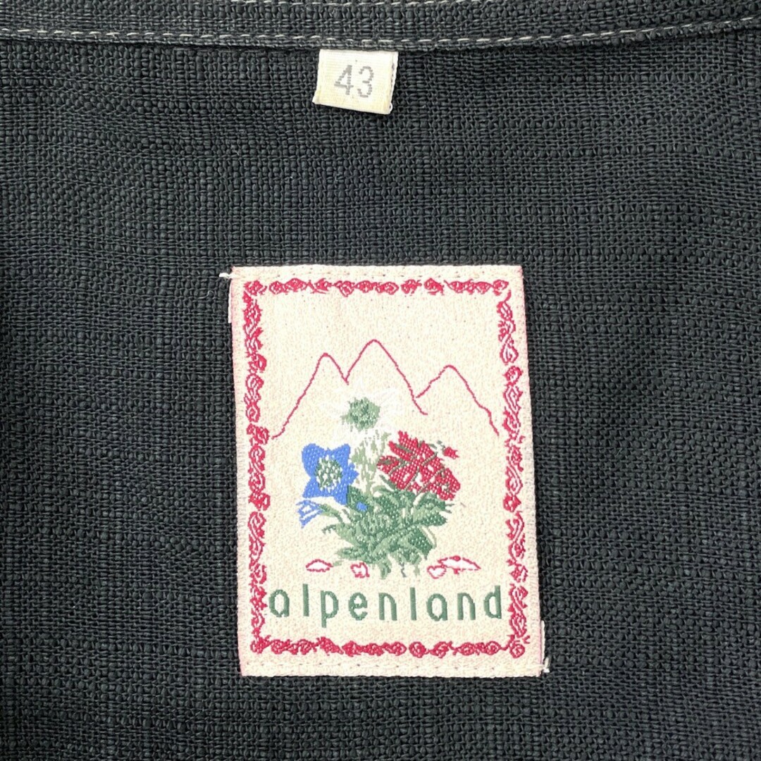 alpenland チロリアン シャツ ロングスリーブ テンセル 長袖 花 刺繍 サイズ：43 ブラック 【中古】 メンズのトップス(シャツ)の商品写真