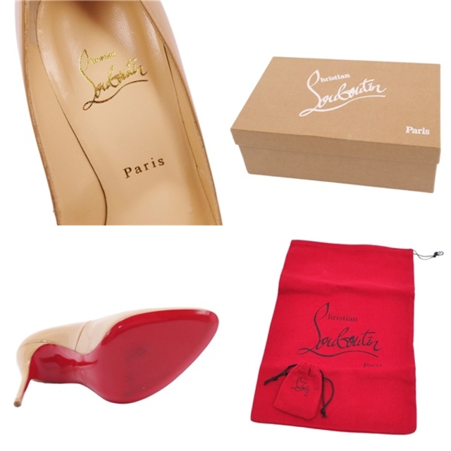 Christian Louboutin(クリスチャンルブタン)の美品 クリスチャンルブタン Christian Louboutin パンプス エナメルレザー ヒール シューズ 靴 レディース イタリア製 38(25cm相当) ベージュ レディースの靴/シューズ(ハイヒール/パンプス)の商品写真