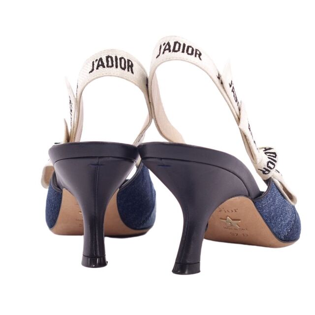 美品 クリスチャンディオール Christian Dior パンプス J'ADIOR デニムパッチワーク バックストラップ ヒール シューズ 靴  レディース 37D(24cm相当) インディゴブルー