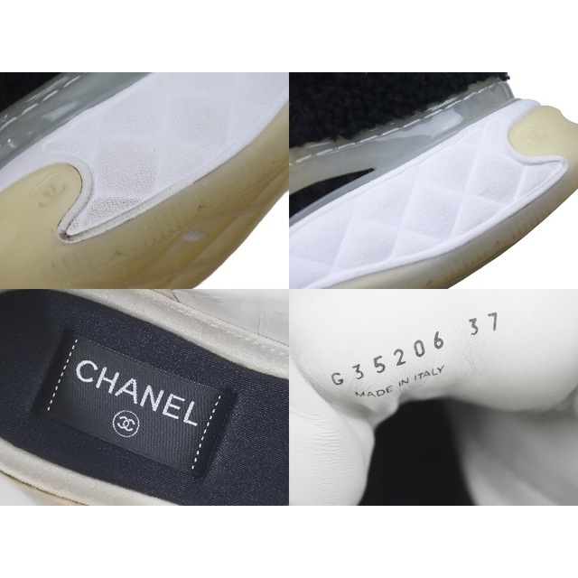 CHANEL(シャネル)のCHANEL シャネル ココマーク ボア スニーカー ブラック ホワイト スエード 靴 黒 白 G35206 サイズ37 美品 中古 46836 レディースの靴/シューズ(ブーツ)の商品写真