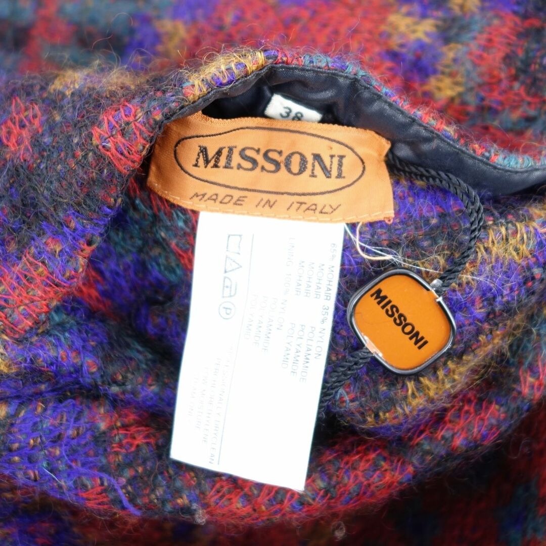 美品 ミッソーニ MISSONI コート ハーフコート リバーシブル フーディー ニット アウター レディース 38(S相当) ブラック/ブルー/レッド