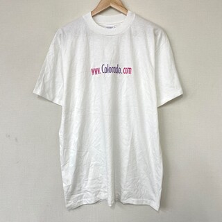 COLLEGE WARE Tシャツ 半袖 ロゴ 刺繍 サイズ：L ホワイト MADE IN U.S.A Deadstock デッドストック(Tシャツ/カットソー(半袖/袖なし))