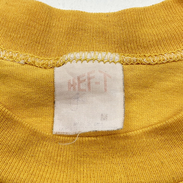 80's HEF-T Tシャツ WHO DAT? プリント 半袖 MADE IN USA サイズ：M イエロー古着 【中古】 メンズのトップス(Tシャツ/カットソー(半袖/袖なし))の商品写真