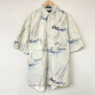 ノーティカ(NAUTICA)のノーティカ NAUTICA アロハ シャツ ボタンダウン 半袖 船柄 総柄 サイズ：XL アイボリー系古着 【中古】(シャツ)