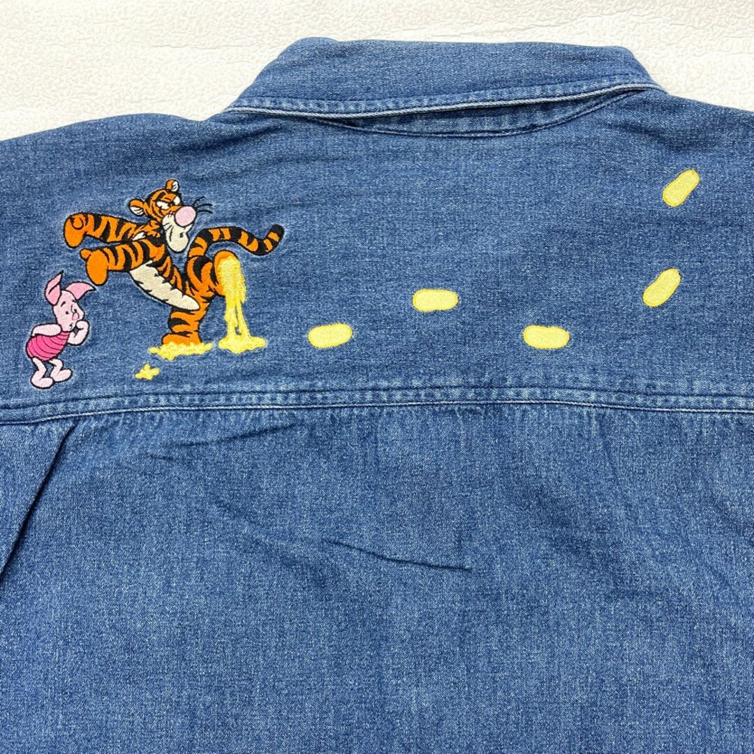 ディズニー THE DISNEY STORE デニム シャツ ロングスリーブ 長袖 くまのプーさん 刺繍 サイズ：XXL インディゴ古着 【中古】