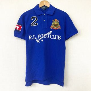 ラルフローレン(Ralph Lauren)のポロ ラルフローレン Polo by Ralph Lauren 鹿の子 ポロシャツ 半袖 刺繍 ワッペン サイズ：S ブルー 【中古】(ポロシャツ)