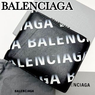 バレンシアガ(Balenciaga)の美品 BALENCIAGA バレンシアガ 二つ折り財布 オールオーバー ブラック(折り財布)