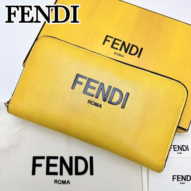 FENDI フェンディ 長財布 ロゴ イエロー 黄色 ラウンドジップ | www