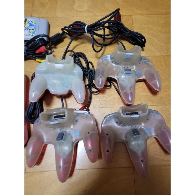 Nintendo　64　クリアレッド　コントローラー　４個　すぐ遊べる　セット 7