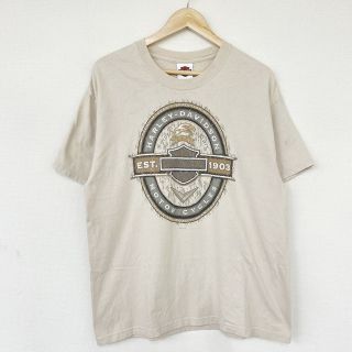 ハーレー(Hurley)のハーレーダビットソン HARLEY-DAVIDSON Tシャツ  両面 プリント MARION 半袖 MADE IN USA ヘインズ Hanes サイズ：L ベージュ系 【中古】(Tシャツ/カットソー(半袖/袖なし))