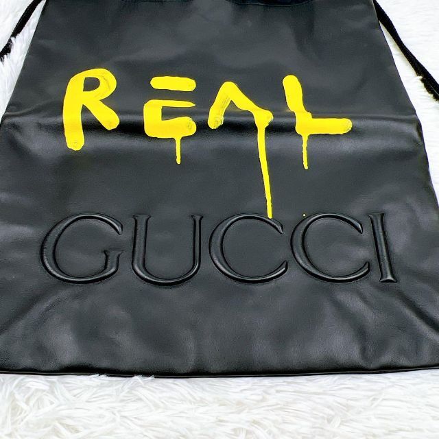 Gucci(グッチ)の美品 GUCCI グッチ バックパック ナップザック レザー ブラック REAL メンズのバッグ(ウエストポーチ)の商品写真