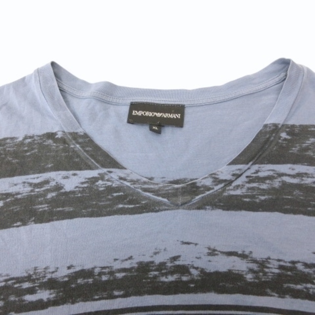 Emporio Armani(エンポリオアルマーニ)のエンポリオアルマーニ Tシャツ ボーダー プリント Vネック 半袖 XL メンズのトップス(Tシャツ/カットソー(半袖/袖なし))の商品写真