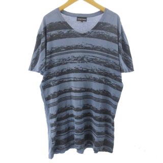 エンポリオアルマーニ(Emporio Armani)のエンポリオアルマーニ Tシャツ ボーダー プリント Vネック 半袖 XL(Tシャツ/カットソー(半袖/袖なし))