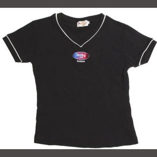 アザー(other)の中古】Tシャツ カットソー 半袖 ワッペン ロゴ L 黒 白  レディース(カットソー(半袖/袖なし))