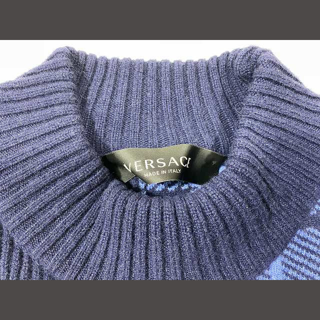 VERSACE(ヴェルサーチ)のヴェルサーチタータンチェック フリンジ パッチワーク ニット セーター  メンズのトップス(ニット/セーター)の商品写真