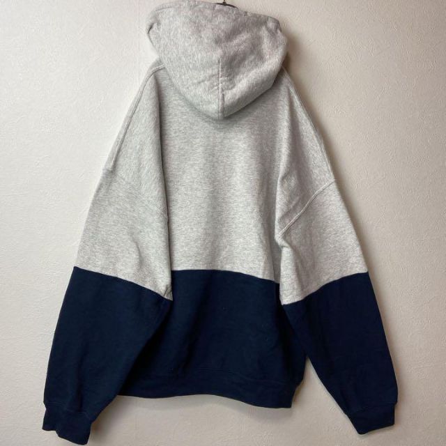 ツートンパーカー】BoTTビッグロゴ古着ストリート紺大きめオーバー