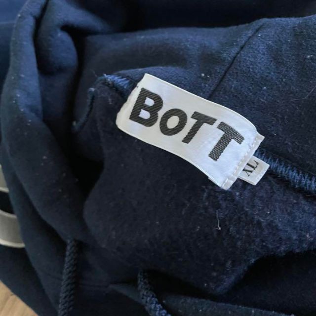 ツートンパーカー】BoTTビッグロゴ古着ストリート紺大きめオーバー