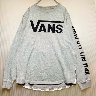 ヴァンズ(VANS)のVANS バンズ ビッグロゴ 腕ロゴ チェッカー ラグラン ロンTシャツ グレー(Tシャツ/カットソー(七分/長袖))