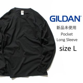 ギルタン(GILDAN)の【ギルダン】新品未使用 ウルトラコットン 無地 ポケット付ロンT ブラック L(Tシャツ/カットソー(七分/長袖))