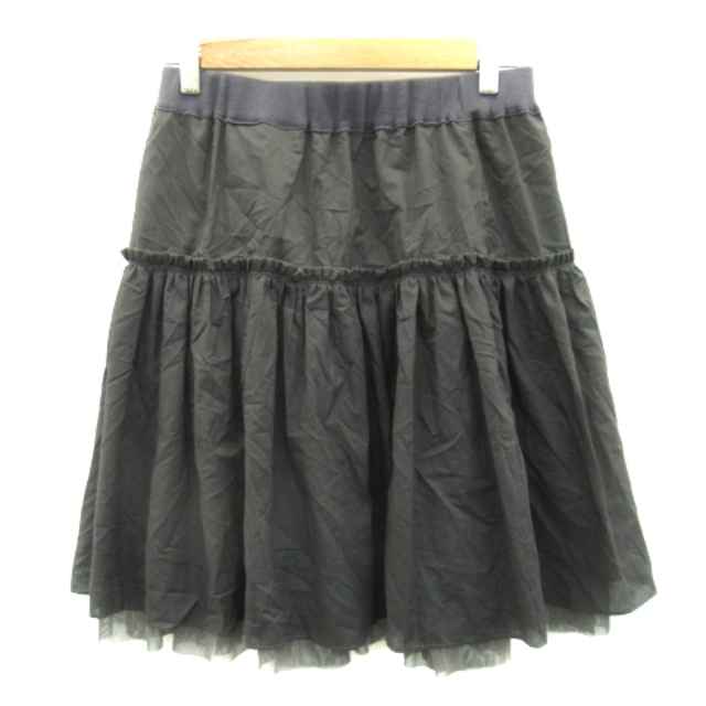 tiara(ティアラ)のティアラ フレアスカート ギャザースカート ひざ丈 無地 ダークグレー /YK3 レディースのスカート(ひざ丈スカート)の商品写真