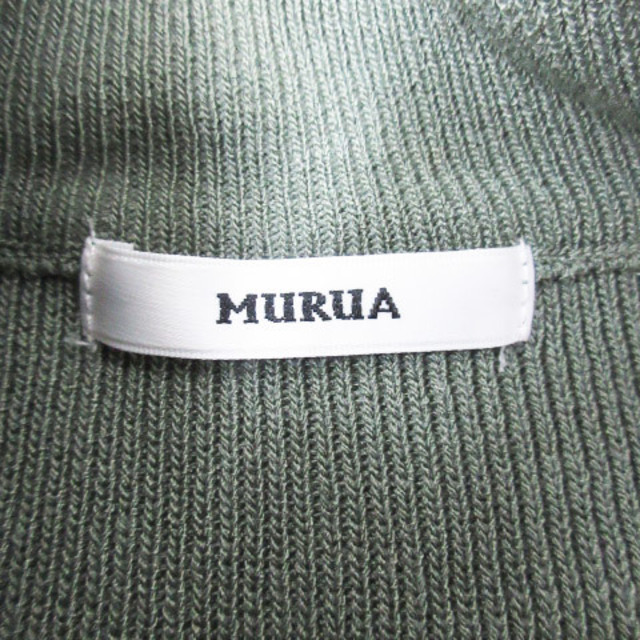 MURUA(ムルーア)のムルーア リブニット カットソー 五分袖 ハイネック カットアウト F カーキ レディースのトップス(ニット/セーター)の商品写真