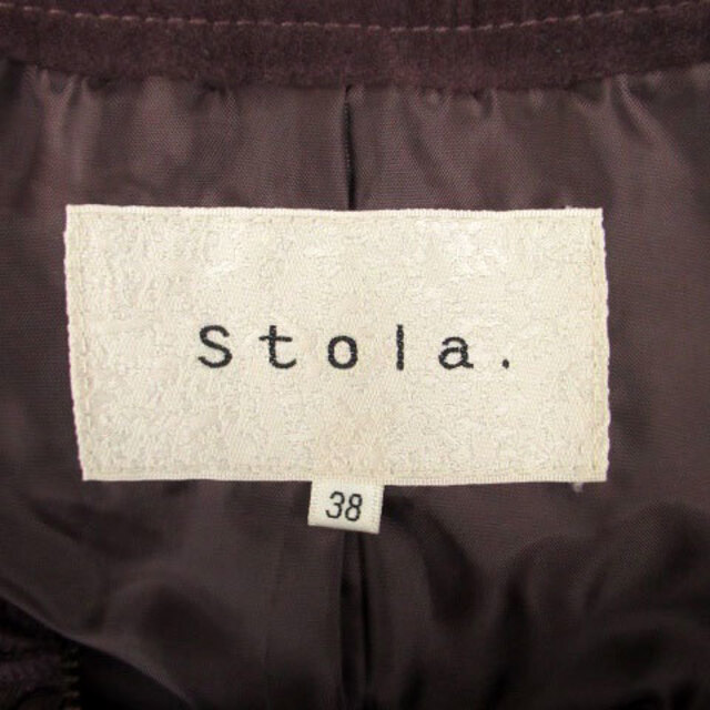 Stola.(ストラ)のストラ ノーカラージャケット ショート丈 フリル ベルベット 38 紫 パープル レディースのジャケット/アウター(その他)の商品写真