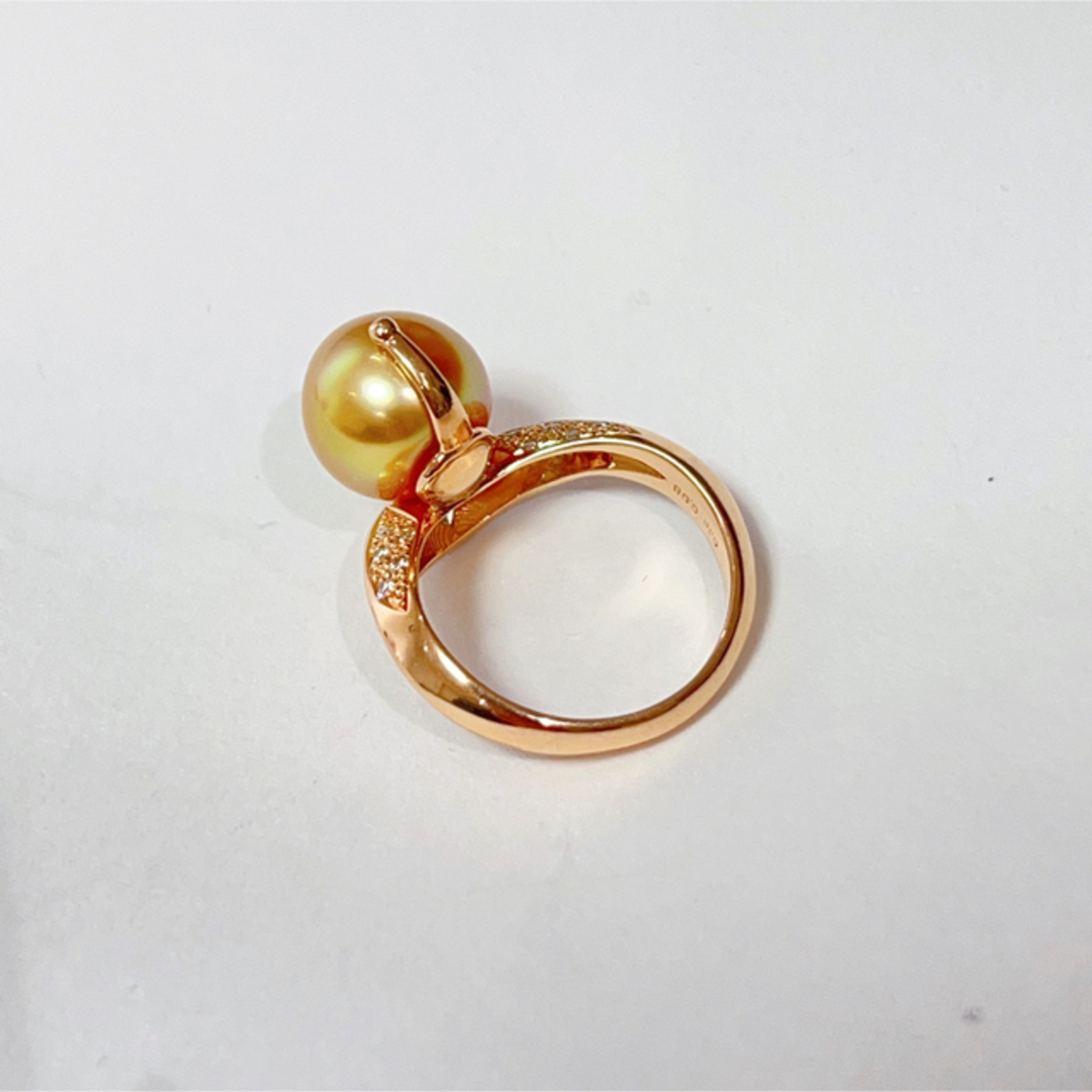 K18PG 白蝶 ゴールドパール ダイヤ リング 13号 レディースのアクセサリー(リング(指輪))の商品写真
