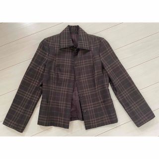 バーバリー(BURBERRY) ノーカラージャケット(レディース)（チェック