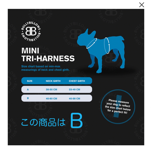 BULLYBILLOWS Mini TRI-Harness ハーネス その他のペット用品(犬)の商品写真