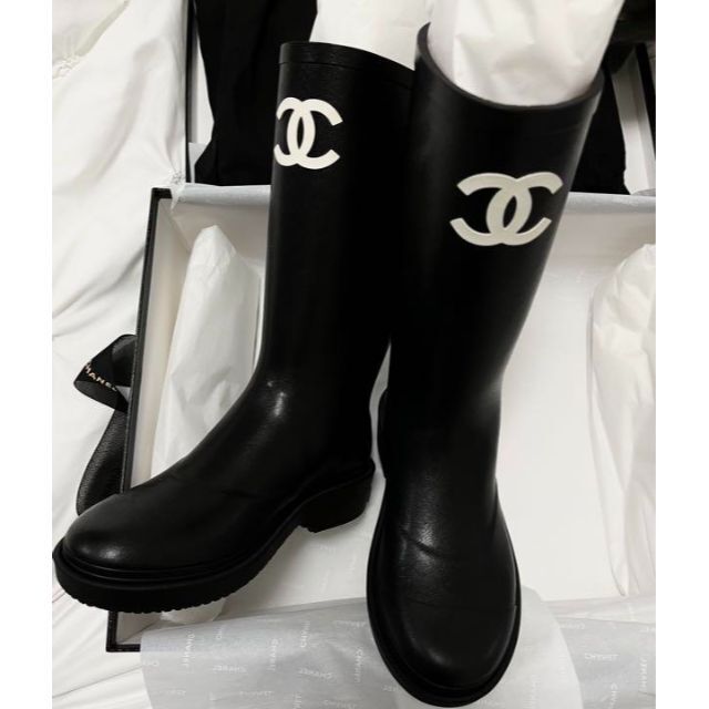 バーゲンで CHANEL 希少 36 レインブーツ CHANEL - レインブーツ+長靴