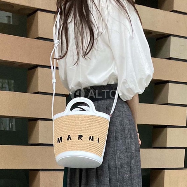 ギフ_包装】 Marni ホワイト バスケットバッグ かごバッグ マルニ