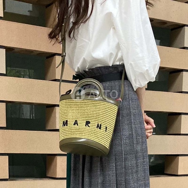 新しいコレクション Marni オリーブ バスケットバッグ かごバッグ