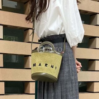 マルニ(Marni)のMARNI マルニ かごバッグ バスケットバッグ   オリーブ(かごバッグ/ストローバッグ)