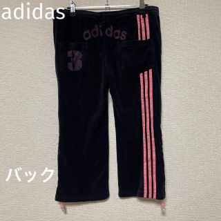 アディダス(adidas)の1960 adidasコーデュロイ風 春秋 ヒップロゴ 縦ラインネイビー×ピンク(カジュアルパンツ)