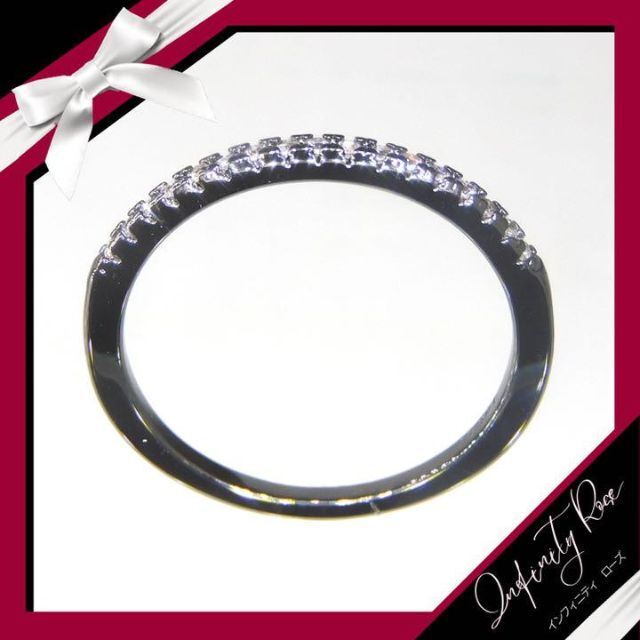 （1074）19号　ブラック小粒スワロ繊細な極細リング　指輪 レディースのアクセサリー(リング(指輪))の商品写真