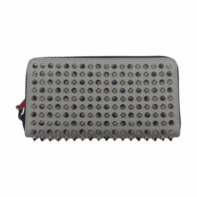 Christian Louboutin(クリスチャンルブタン)のChristian Louboutin クリスチャンルブタン 1165045 M PANETTONE WALLET SPIKES パネトーネ レザー スパイク ウォレット グレー系【極上美品】【中古】 メンズのファッション小物(長財布)の商品写真