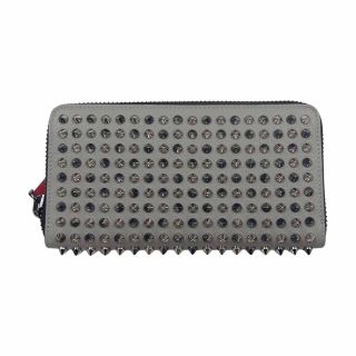 クリスチャンルブタン(Christian Louboutin)のChristian Louboutin クリスチャンルブタン 1165045 M PANETTONE WALLET SPIKES パネトーネ レザー スパイク ウォレット グレー系【極上美品】【中古】(長財布)