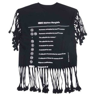 エムエムシックス(MM6)のMAISON MARGIELA メゾンマルジェラ カットソー 21SS S62GD0082 S23588 MM6 FRINGED T-SHIRT フリンジ 半袖 カットソー Tシャツ  ブラック系 S【中古】(シャツ/ブラウス(半袖/袖なし))