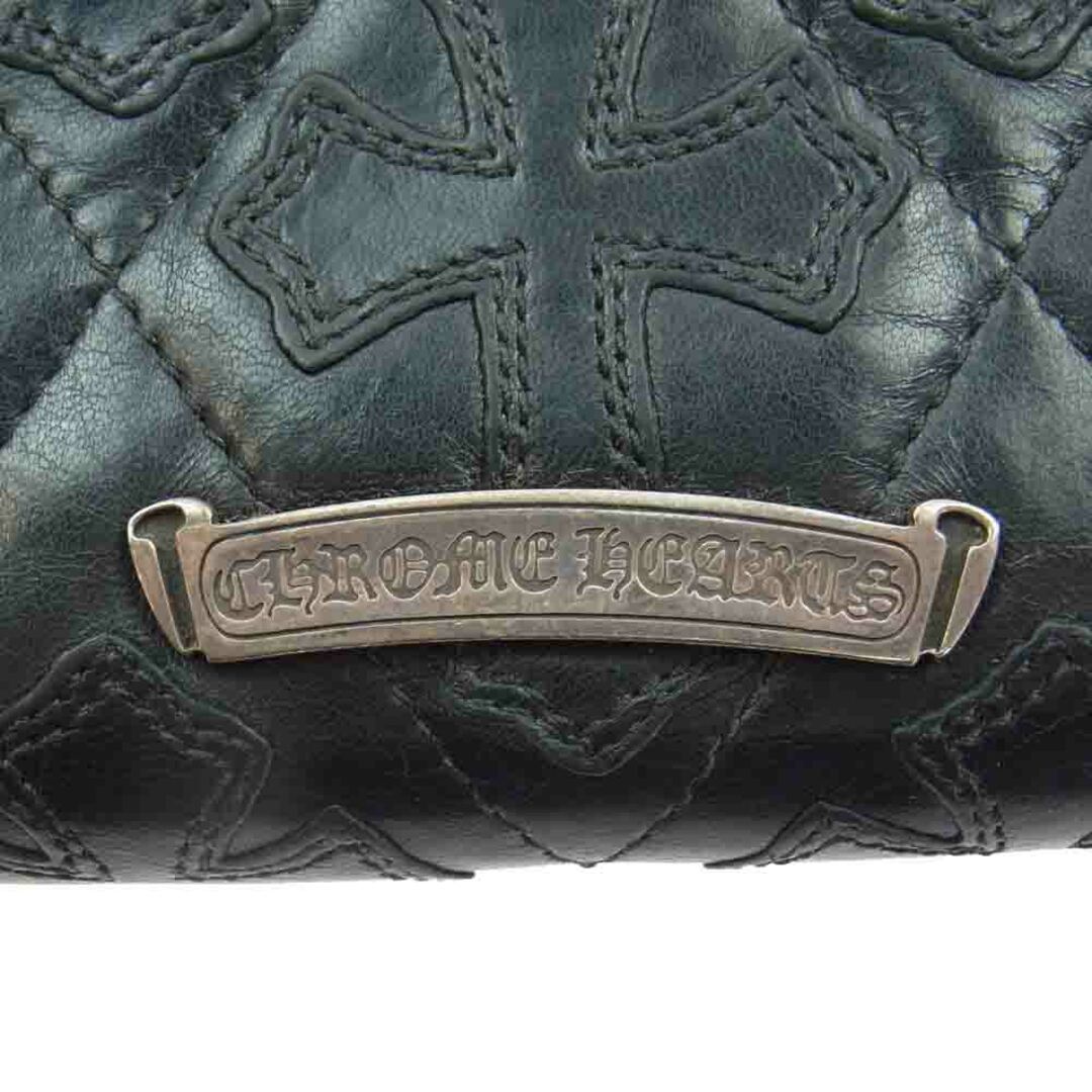 Chrome Hearts(クロムハーツ)のCHROME HEARTS クロムハーツ（原本無） ウォレット REC F ZIP QUILTED セメタリークロスパッチ キルティング ラウンドジップ ロングウォレット ブラック系【中古】 メンズのファッション小物(長財布)の商品写真