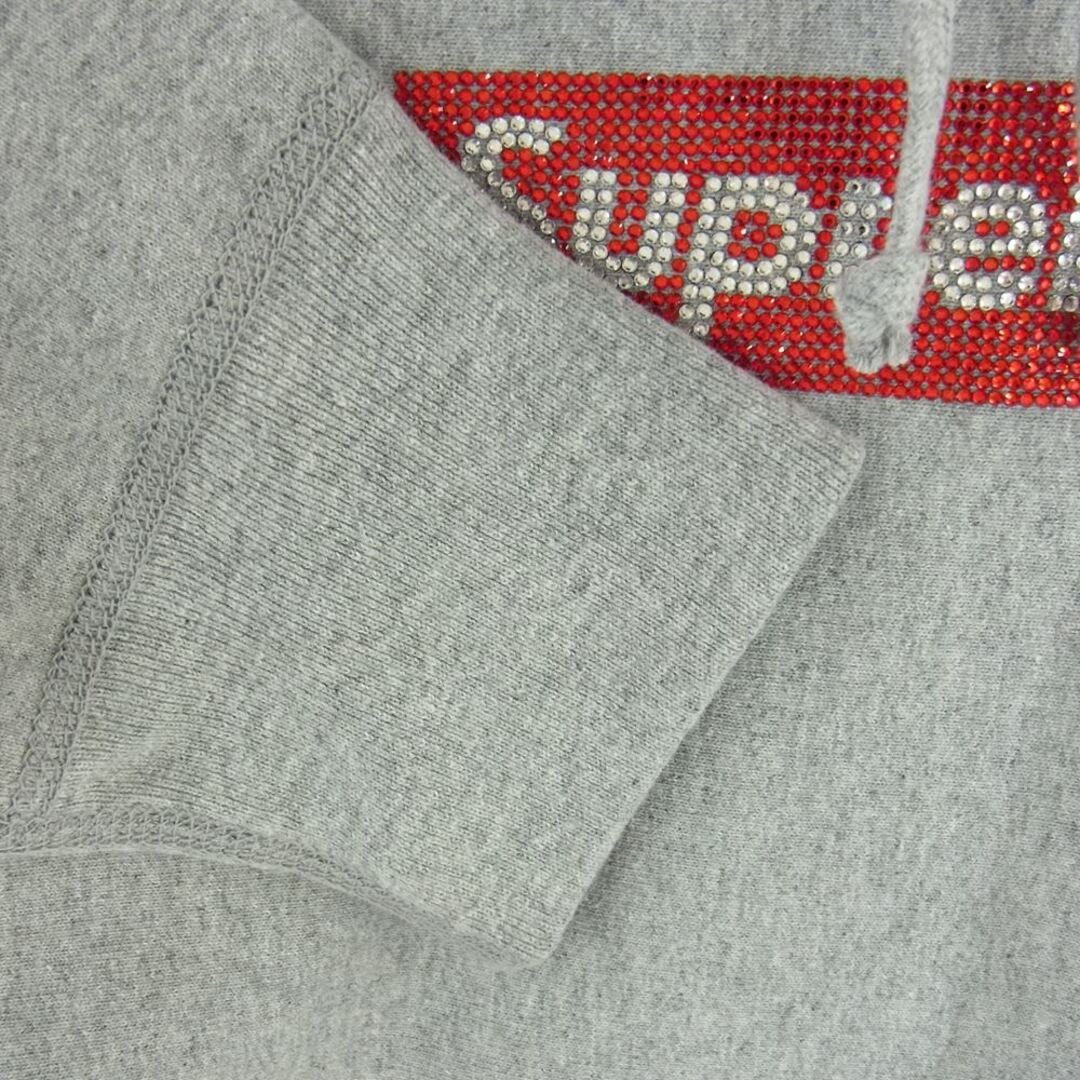 Supreme シュプリーム パーカー Swarovski Box Logo Hooded Sweatshirt スワロフスキー ボックスロゴ パーカー フーディー スウェット グレー系 S【美品】