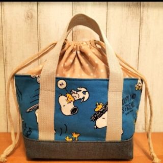 スヌーピー(SNOOPY)のSNOOPY　ウッドストック　巾着ミニトートバッグ　お弁当袋　コンビニバッグ(バッグ)