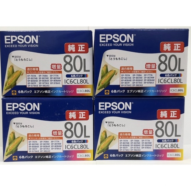 EPSON - ☆新品☆エプソン 純正インクカートリッジ IC6CL80L 4箱の通販 ...