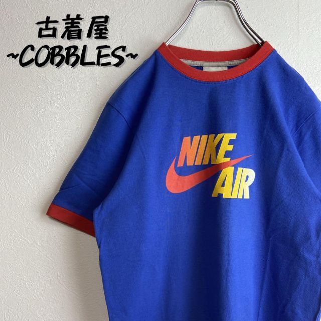 【人気リンガーTシャツ】NIKEビッグロゴブルー青ストリートスウッシュM