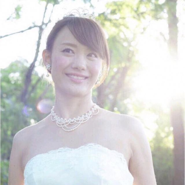 ビーズネックレス　スワロフスキー　結婚式　パーティー ハンドメイドのアクセサリー(ネックレス)の商品写真