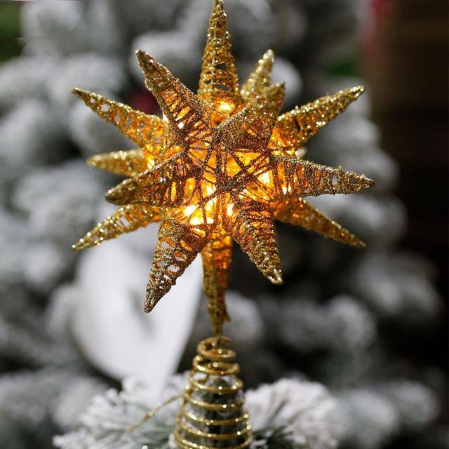 DERAYEE クリスマスツリートップ LED 飾り 電池式 電飾 1個 星型