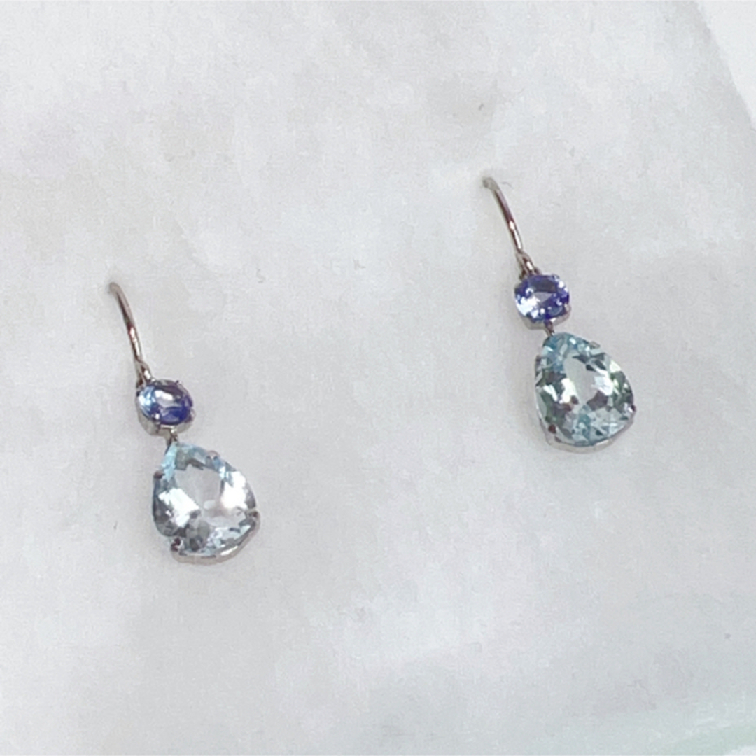 PT900アクアマリン タンザナイト ピアス 【再入荷】 www.toyotec.com